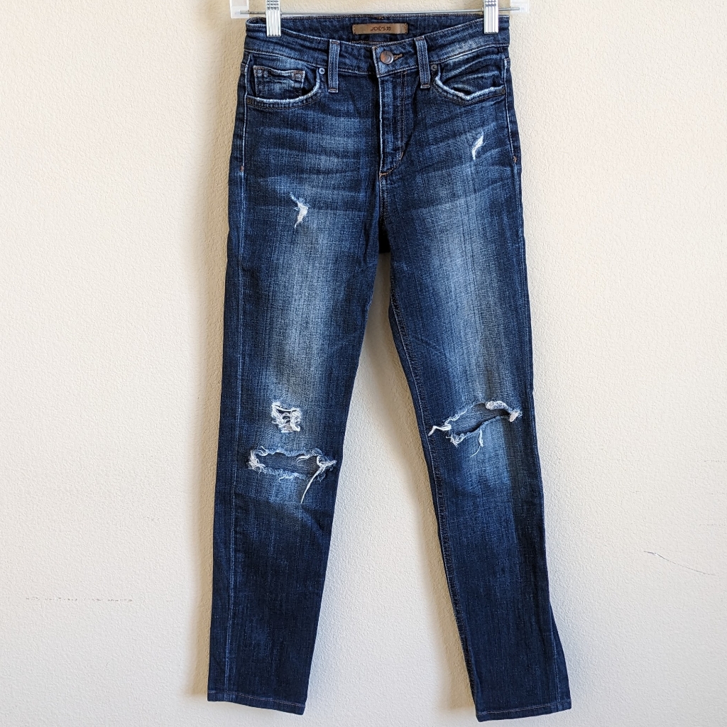 Joe's Distressed Skinny Jeans Women 24 Dark Denim Stretch Comfy Grunge Casual
